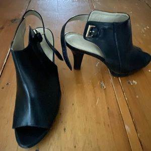 Naturalizer Open Toe Booties Black Leather S9